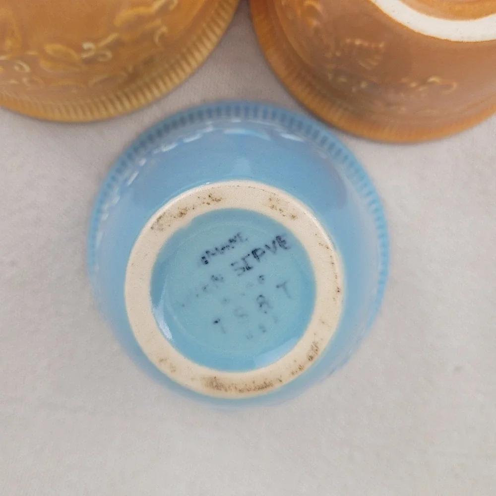Vintage Homer Laughlin Oven Serve Ceramic Ramekin Custard Set Floral Embossed